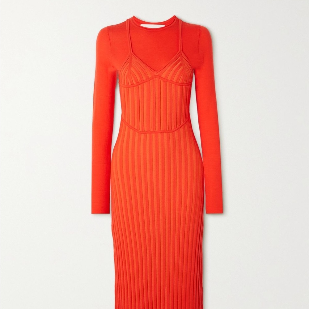 Dion Lee Layered ribbed merino wool-blend maxi dress